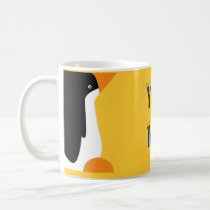 Cute Emperor Penguin Cartoon On A Mug Or Glass