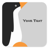 Cute Emperor Penguin Cartoon On Name Tag Sticker