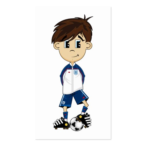 Cute England Soccer Boy Bookmark Business Card Template (front side)