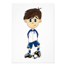 Cute England Soccer Boy RSVP Card Announcements