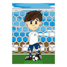 Cute England Soccer Boy RSVP Card Custom Invite