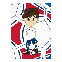 Cute England Soccer Boy RSVP Card Personalized Invitations