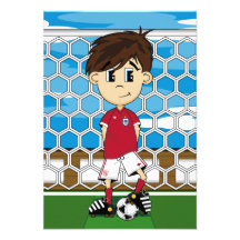 Cute England Soccer Boy RSVP Card Custom Invitations