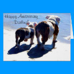 Cute English Bulldogs Happy Anniversary Card cards