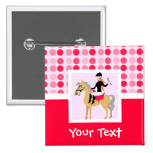 Cute Equestrian Girl. Button