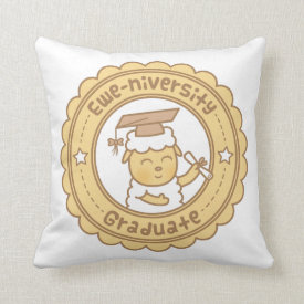 Cute Ewe University Graduate Sheep Pun Humor Pillows