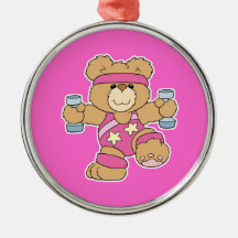 Cute Exercise Fitness Aerobics bear Christmas Ornament