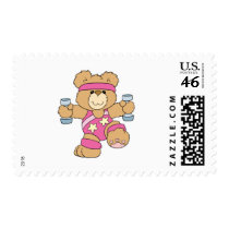Cute Exercise Fitness bear Postage Stamps