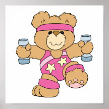 Cute Exercise Fitness bear Print