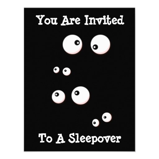 Cute Eyes In the Dark Kids Sleepover Invitation