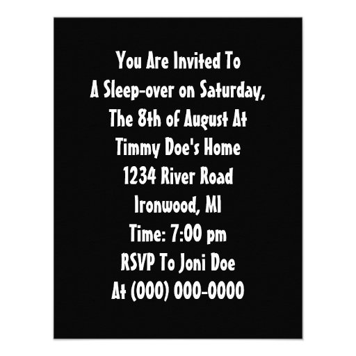Cute Eyes In the Dark Kids Sleepover Invitation