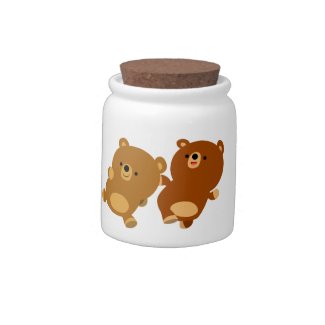 Cute Facetious Cartoon Bears Candy Jar
