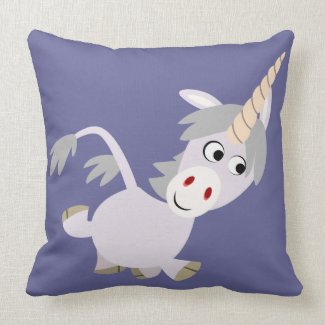 Cute Facetious Cartoon Unicorn Pillow