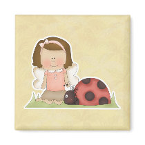Cute Fairy Girl and Ladybug magnets by cutespot Cute Fairy Girl and Ladybug magnets