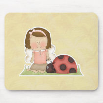 Cute Fairy Girl and Ladybug mousepads by cutespot Cute Fairy Girl and Ladybug mousepads