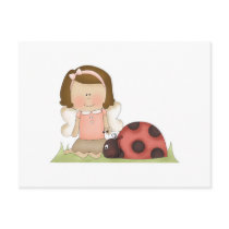 Cute Fairy Girl and Ladybug postcards