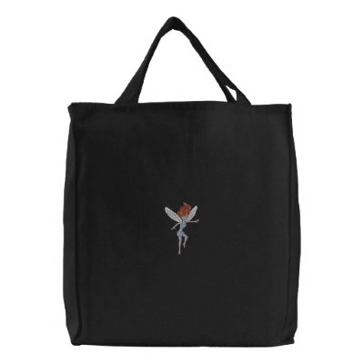 Cute Fairy Girl Embroidered Tote Bags by silly_strings