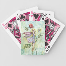 Cute Fairy with Bunny and Rose Playing Cards