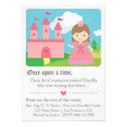 Cute Fairytale Princess Theme, Girl Birthday Party Personalized Invites