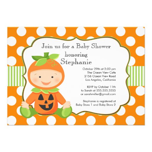 Cute Fall Pumpkin Neutral Baby Shower Invitation