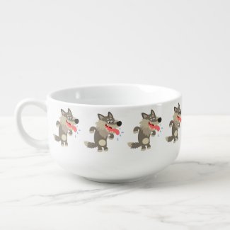 Cute Famished Cartoon Wolf Soup Mug