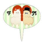 Cute Fancy Alpaca Couple cake picks