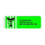 Cute Fancy Black Cat Green Return Address Label