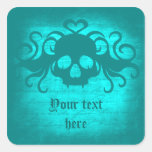 Cute fanged vampire skull aqua teal version sticker