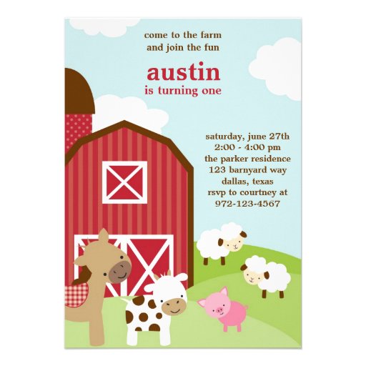 Cute Farm Animal Birthday Invitations