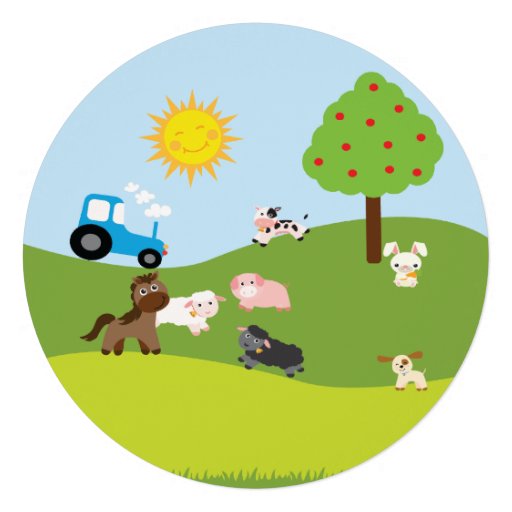 Cute Farm Animal Birthday Party Invitation Invitations