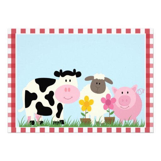 Cute Farm Animal Birthday Party Invitations