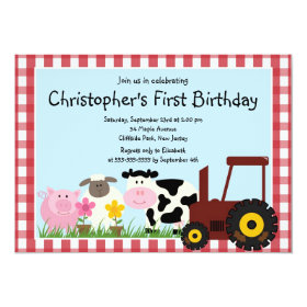 Cute Farm Animal Birthday Party Invitations 5
