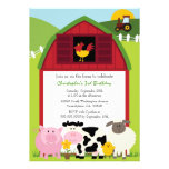 Cute farm animals barn birthday party invitation