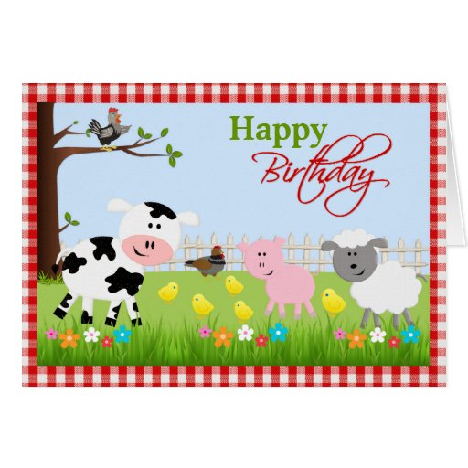 Cute Farm Animals Birthday Greeting Card | Zazzle