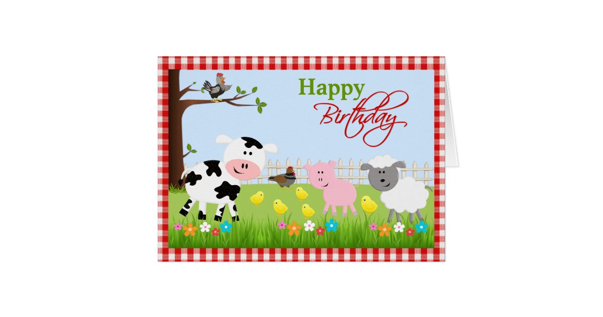 Cute Farm Animals Birthday Greeting Card | Zazzle