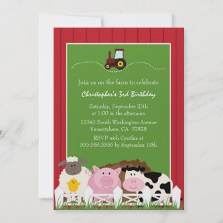 Cute farm animals birthday party invitation invitation