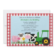 Cute farm animals birthday party invitation invitation