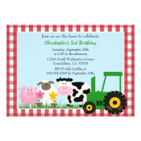 Cute farm animals birthday party invitation