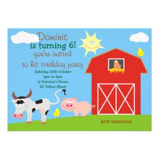 Cute Farm Animals Birthday Party Invitations