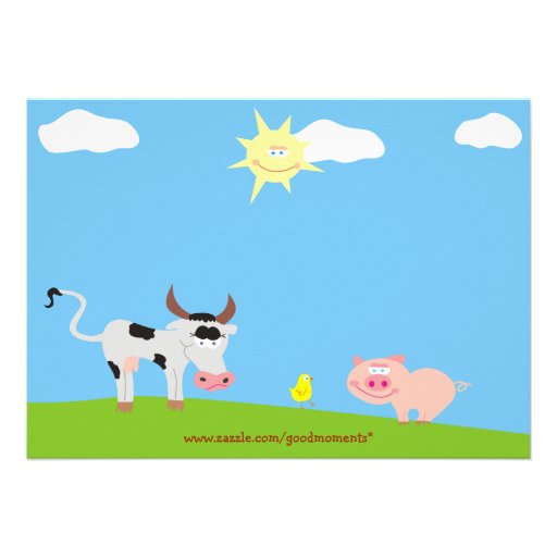 Cute Farm Animals Birthday Party Invitations