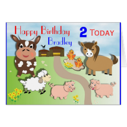 Cute Farm Animals Kids Birthday Card