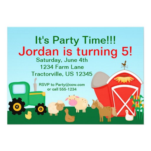 Cute Farm Birthday Party Invitation