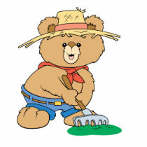 Cute Farmer Bear photo sculptures
