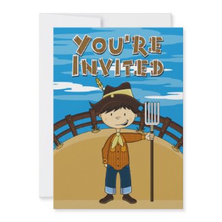 Cute Farmer Boy Party Invite invitation