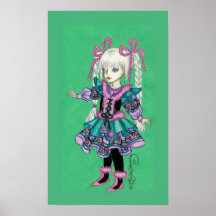 Cute fashion girl with blonde braids print