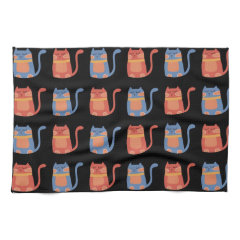 Cute Fat Cats in Pink and Blue Gifts for Cat Lover Kitchen Towel