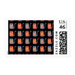 Cute Fat Cats in Pink and Blue Gifts for Cat Lover Postage Stamps