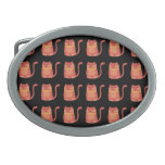 Cute Fat Kitty Cats in Pink Melon on Black Belt Buckles