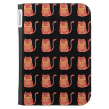 Cute Fat Kitty Cats in Pink Melon on Black Case For The Kindle