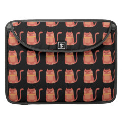 Cute Fat Kitty Cats in Pink Melon on Black MacBook Pro Sleeve